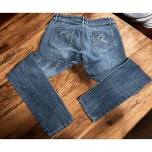 Y2K Rocawear Hannah Skinny Leg Jeans Sz 5 Medium Blue Wash Low-Rise 32" Inseam